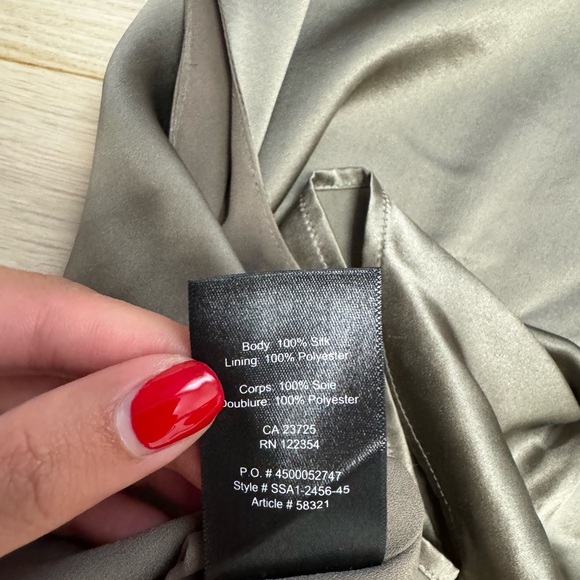 Babaton Silk Murphy Blouse- Dark Taupe/Olive - Picture 8 of 9